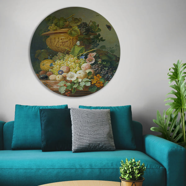 Stilleven met bloemen en vruchten - Eelke Jelles Eelkema aluminium muurcirkel