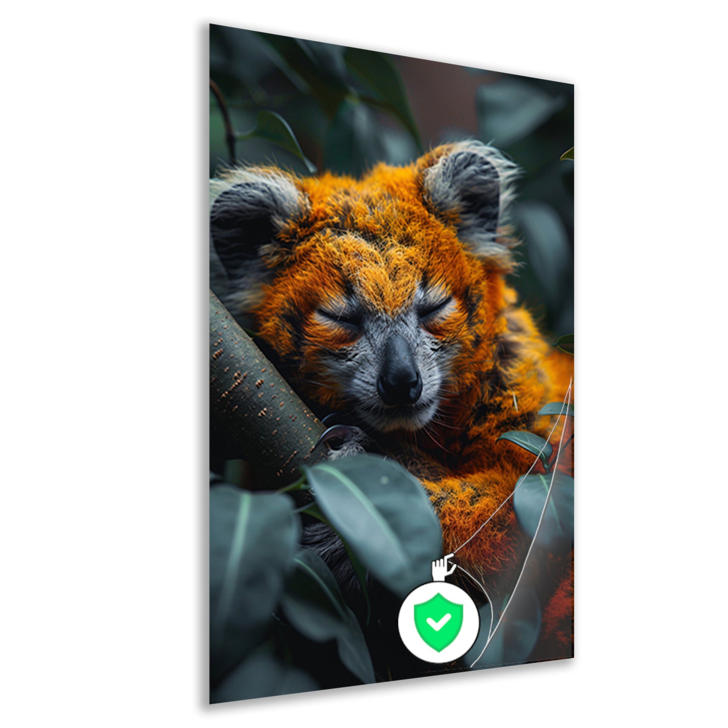Oranje koala slaapt vredig in boom poster