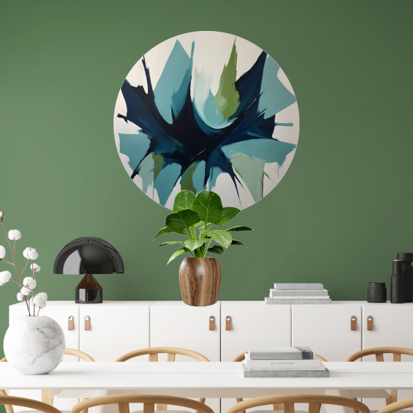 Dynamic Abstract Symphony in Blue and Green forex muurcirkel