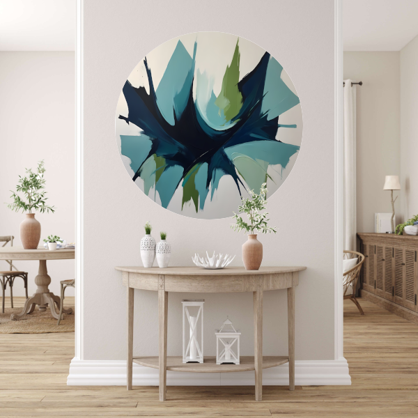 Dynamic Abstract Symphony in Blue and Green forex muurcirkel