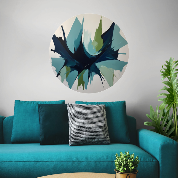 Dynamic Abstract Symphony in Blue and Green forex muurcirkel