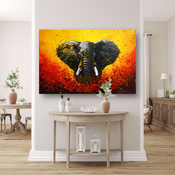 Abstracte olifant in dynamische kleuren schilderij poster