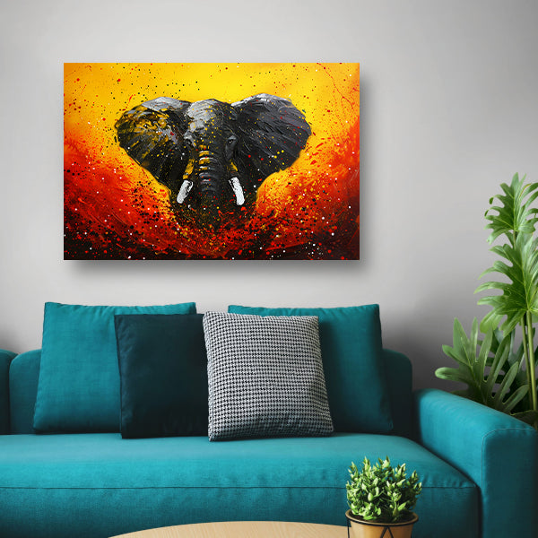 Abstracte olifant in dynamische kleuren schilderij poster