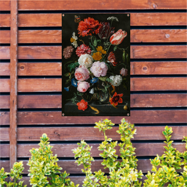 Stilleven met bloemen in een glazen vaas - Jan Davidsz. de Heem tuinposter