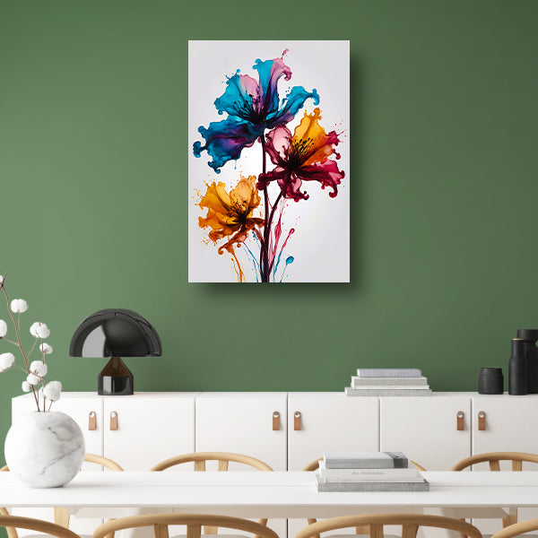 Kleurrijke Abstracte Vloeibare Bloemenexplosie canvas