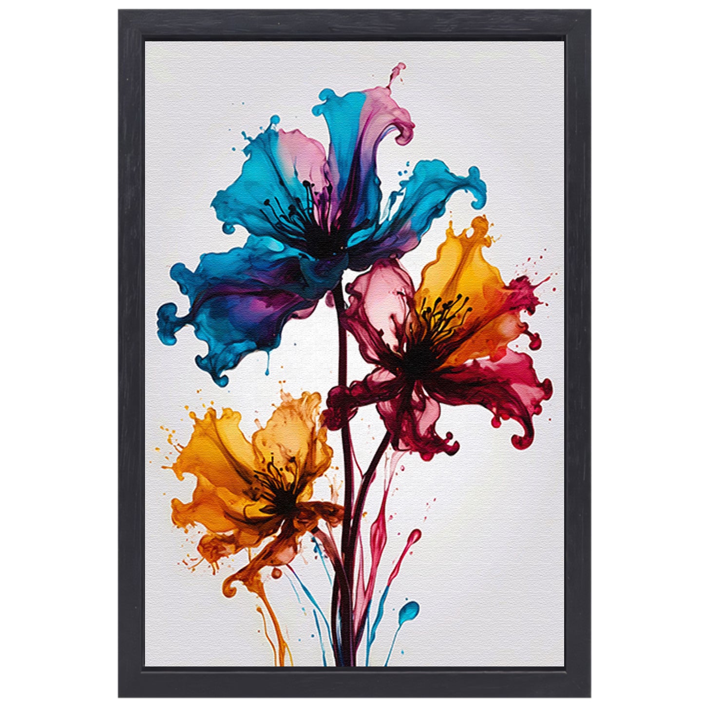 Kleurrijke Abstracte Vloeibare Bloemenexplosie canvas met baklijst