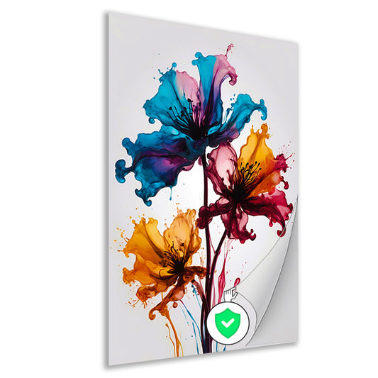 Kleurrijke Abstracte Vloeibare Bloemenexplosie poster