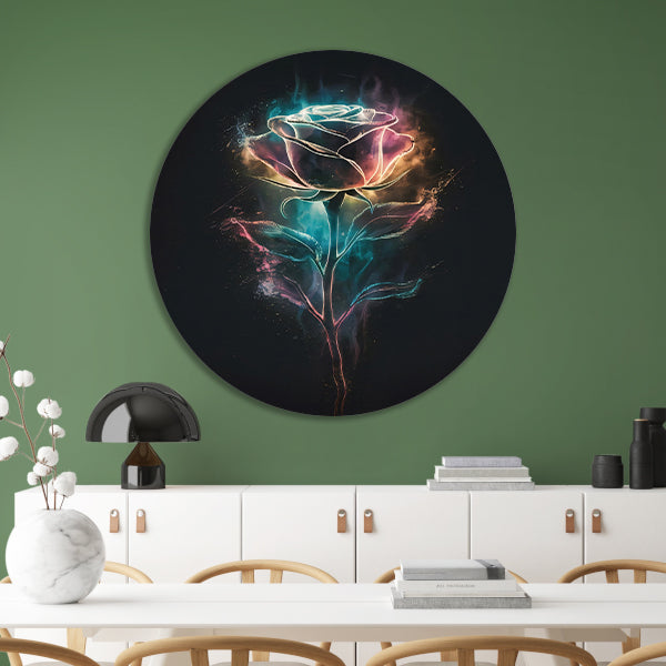 Abstracte Dans van Licht en Roos aluminium muurcirkel