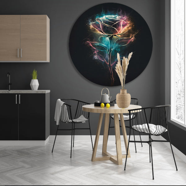 Abstracte Dans van Licht en Roos aluminium muurcirkel