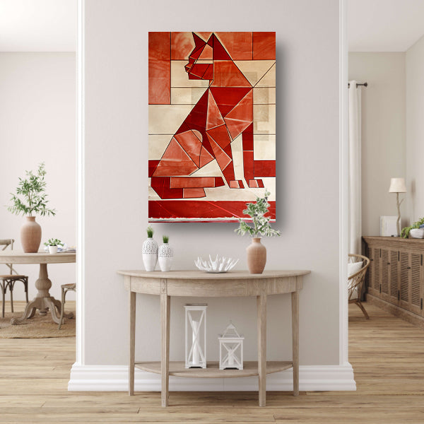 Abstracte kat in kubistische stijl poster