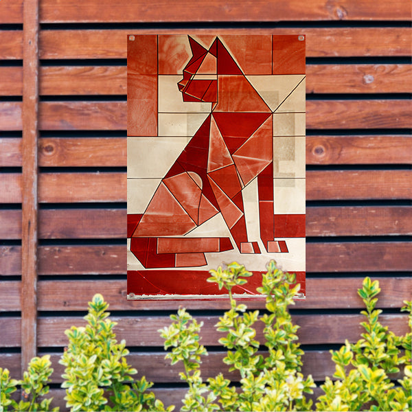 Abstracte kat in kubistische stijl tuinposter