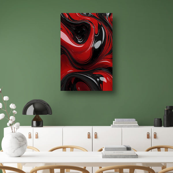 Dynamische Rode en Zwarte Abstractie canvas