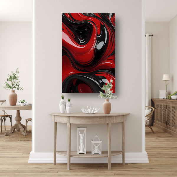 Dynamische Rode en Zwarte Abstractie canvas