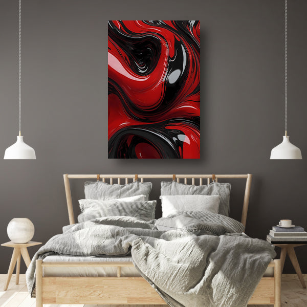 Dynamische Rode en Zwarte Abstractie canvas