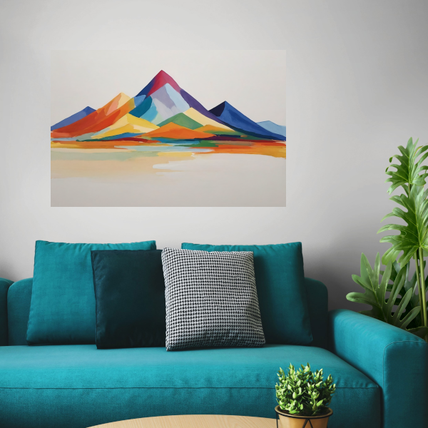 Abstracte Bergen in Levendige Kleuren poster