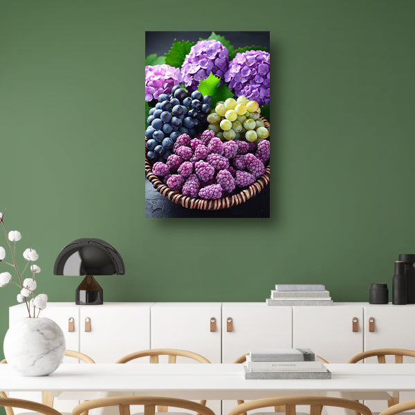 Stilleven met Druiven, Bramen en Hortensias canvas