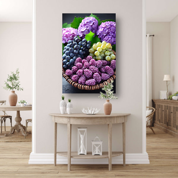 Stilleven met Druiven, Bramen en Hortensias canvas
