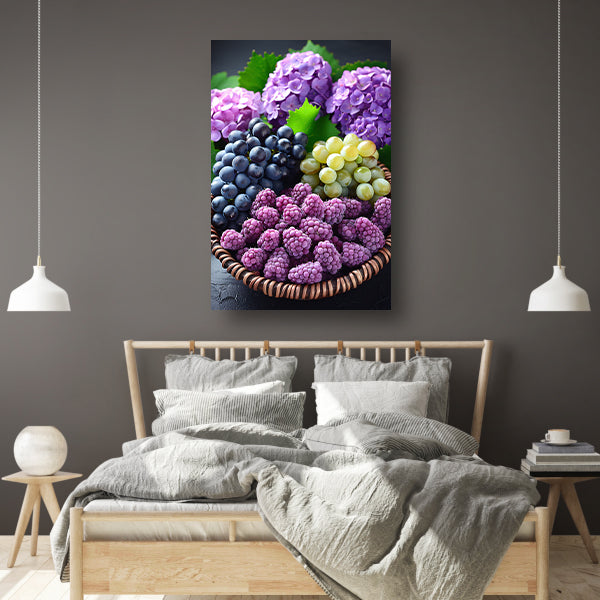 Stilleven met Druiven, Bramen en Hortensias canvas