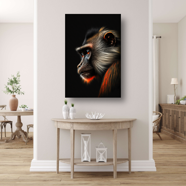 Reflecterende Aap in Schaduw en Licht canvas