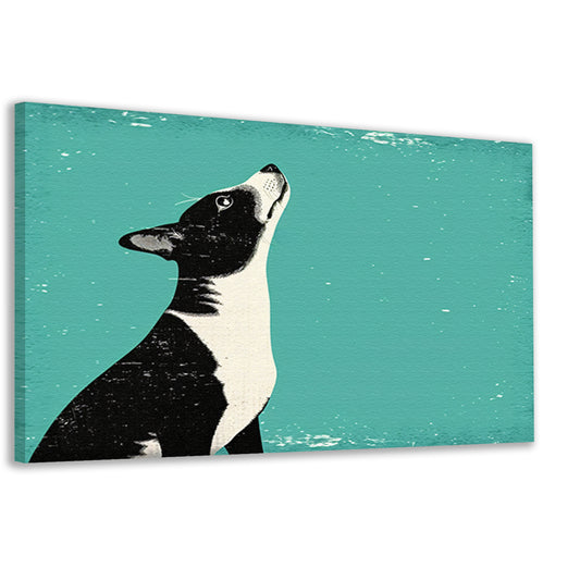 Minimalistische illustratie van een hond in kleur canvas
