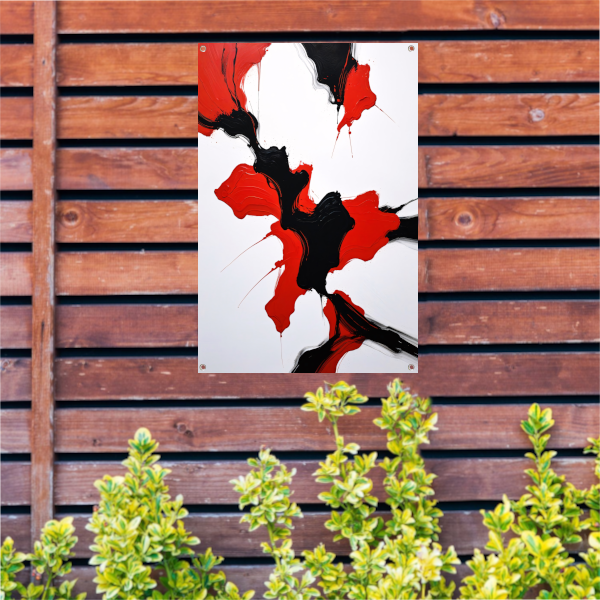 Roodzwarte Abstractie van Dynamische Contrasten tuinposter