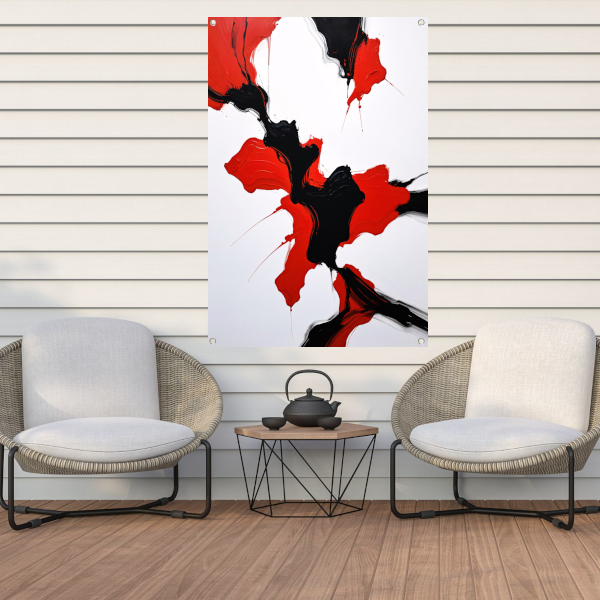 Roodzwarte Abstractie van Dynamische Contrasten tuinposter
