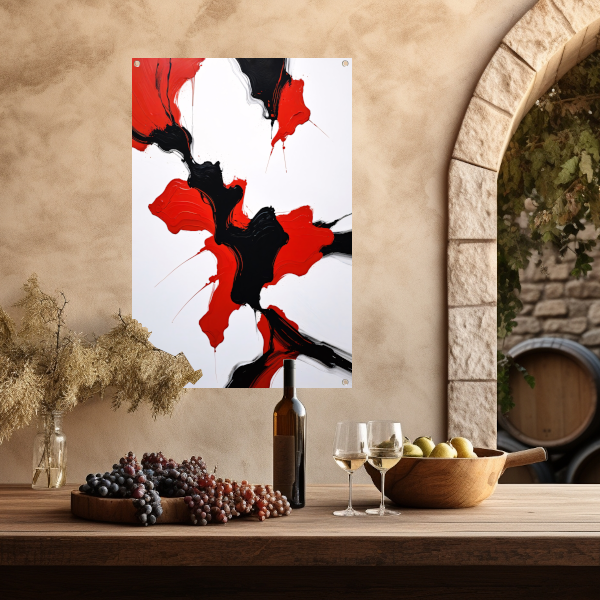 Roodzwarte Abstractie van Dynamische Contrasten tuinposter