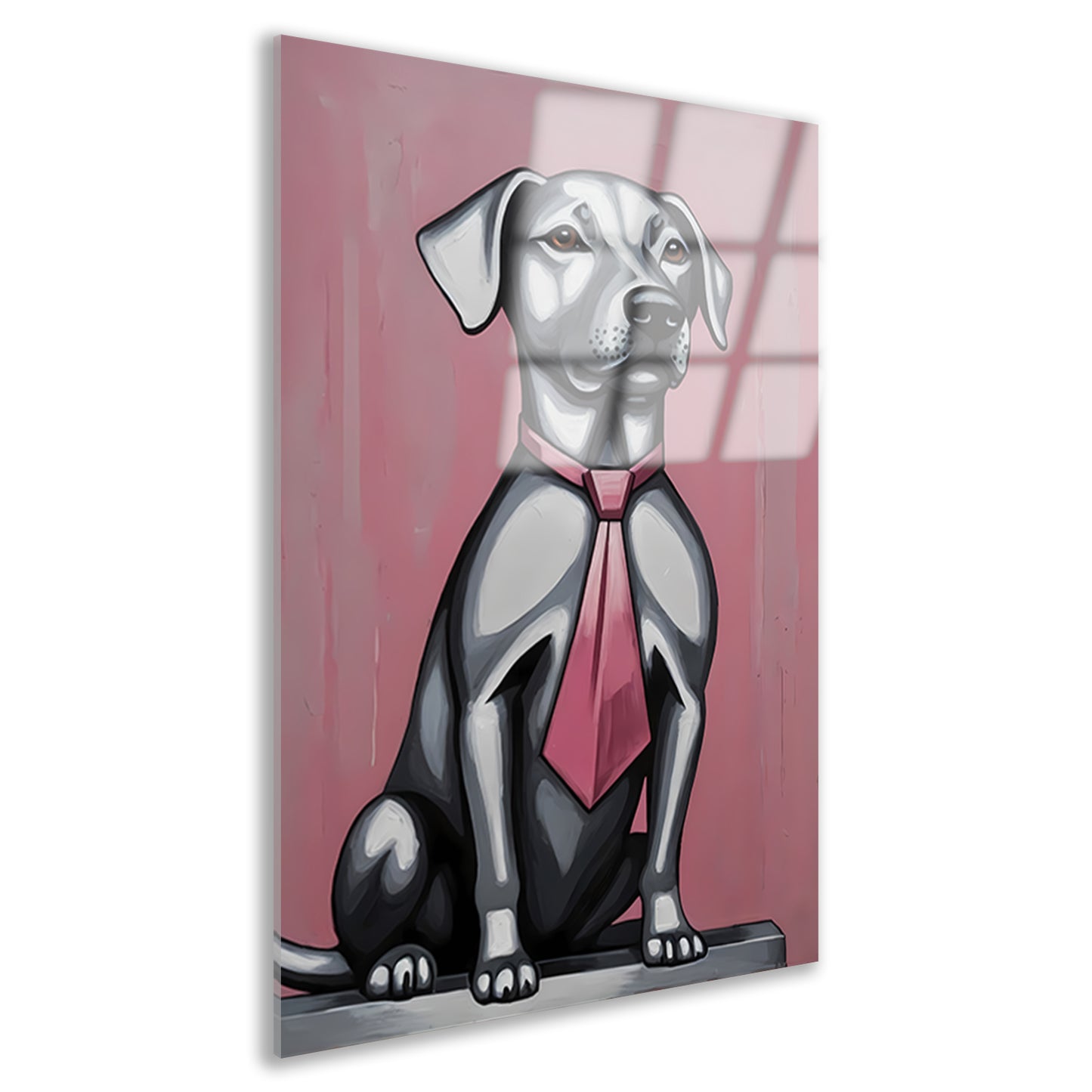 Elegante Hond met Roze Stropdas Kunst Acrylglas