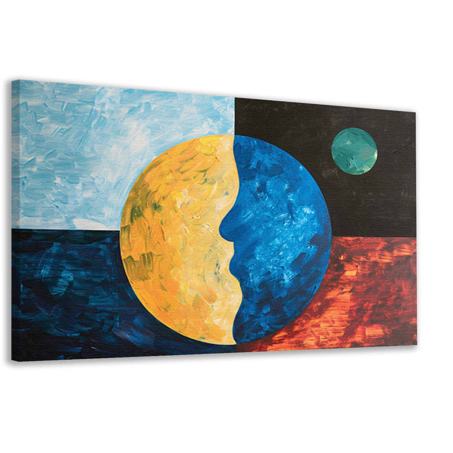 Abstracte weergave van aarde en maancanvas