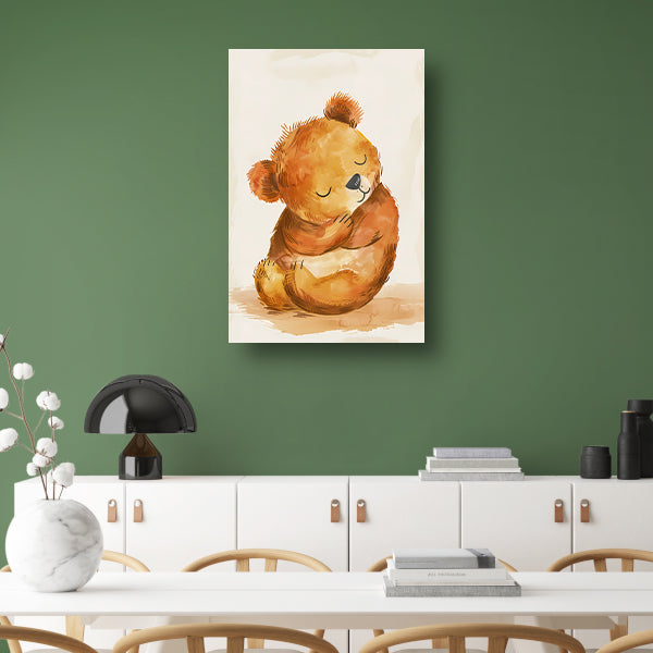 Aquarel schilderij van slapende beer poster