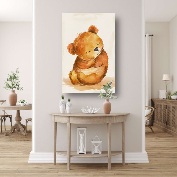 Aquarel schilderij van slapende beer poster