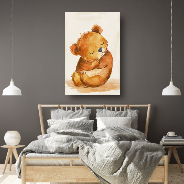 Aquarel schilderij van slapende beer poster