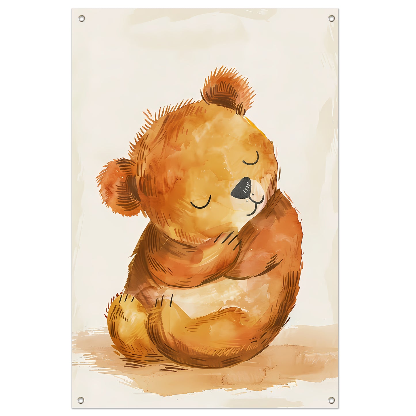 Aquarel schilderij van slapende beer tuinposter