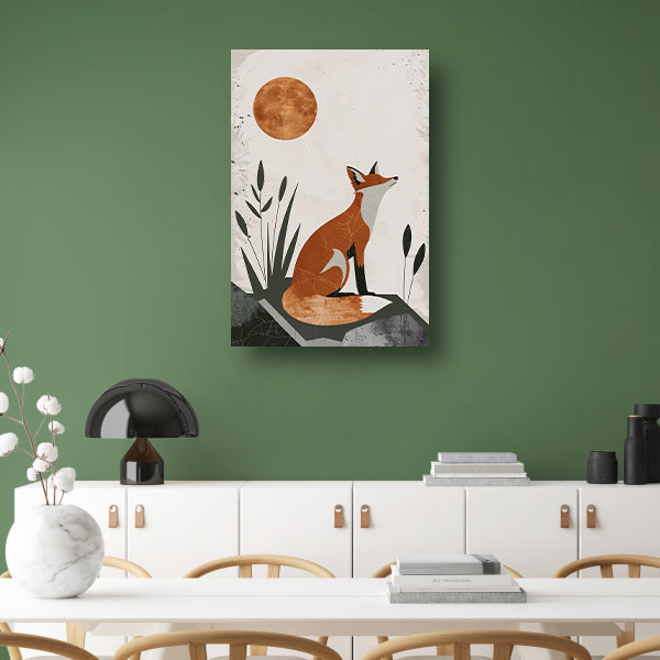 Minimalistische Vos in Rustgevende Aardetinten canvas
