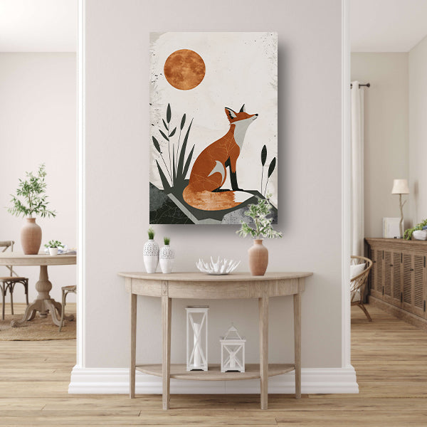 Minimalistische Vos in Rustgevende Aardetinten canvas