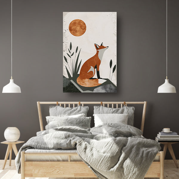 Minimalistische Vos in Rustgevende Aardetinten canvas