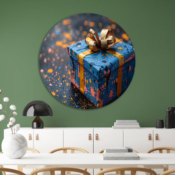Minimalistisch Cadeau met Gouden Lint aluminium muurcirkel