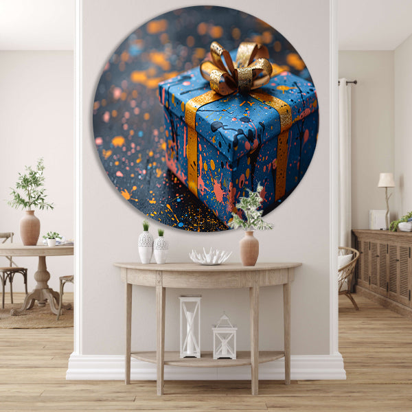 Minimalistisch Cadeau met Gouden Lint aluminium muurcirkel