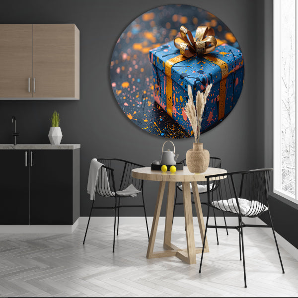 Minimalistisch Cadeau met Gouden Lint aluminium muurcirkel
