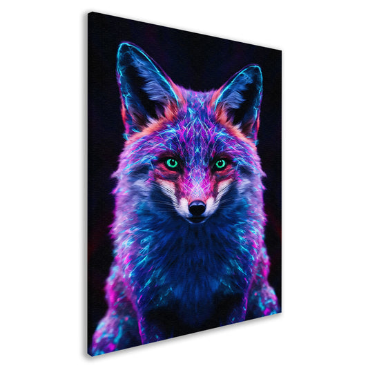 Neon vos kunstwerk met levendige kleuren canvas