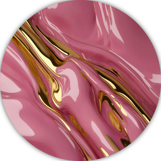 Gouden Glans over Roze Abstractie aluminium muurcirkel