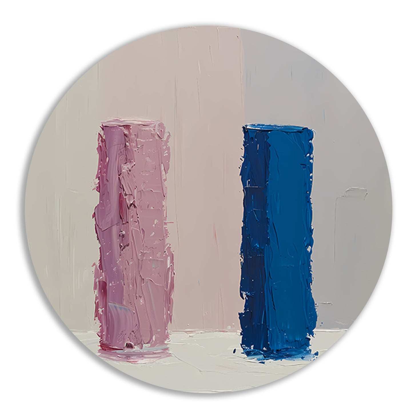 Kleurrijk abstract ontwerp met roze en blauw aluminium muurcirkel