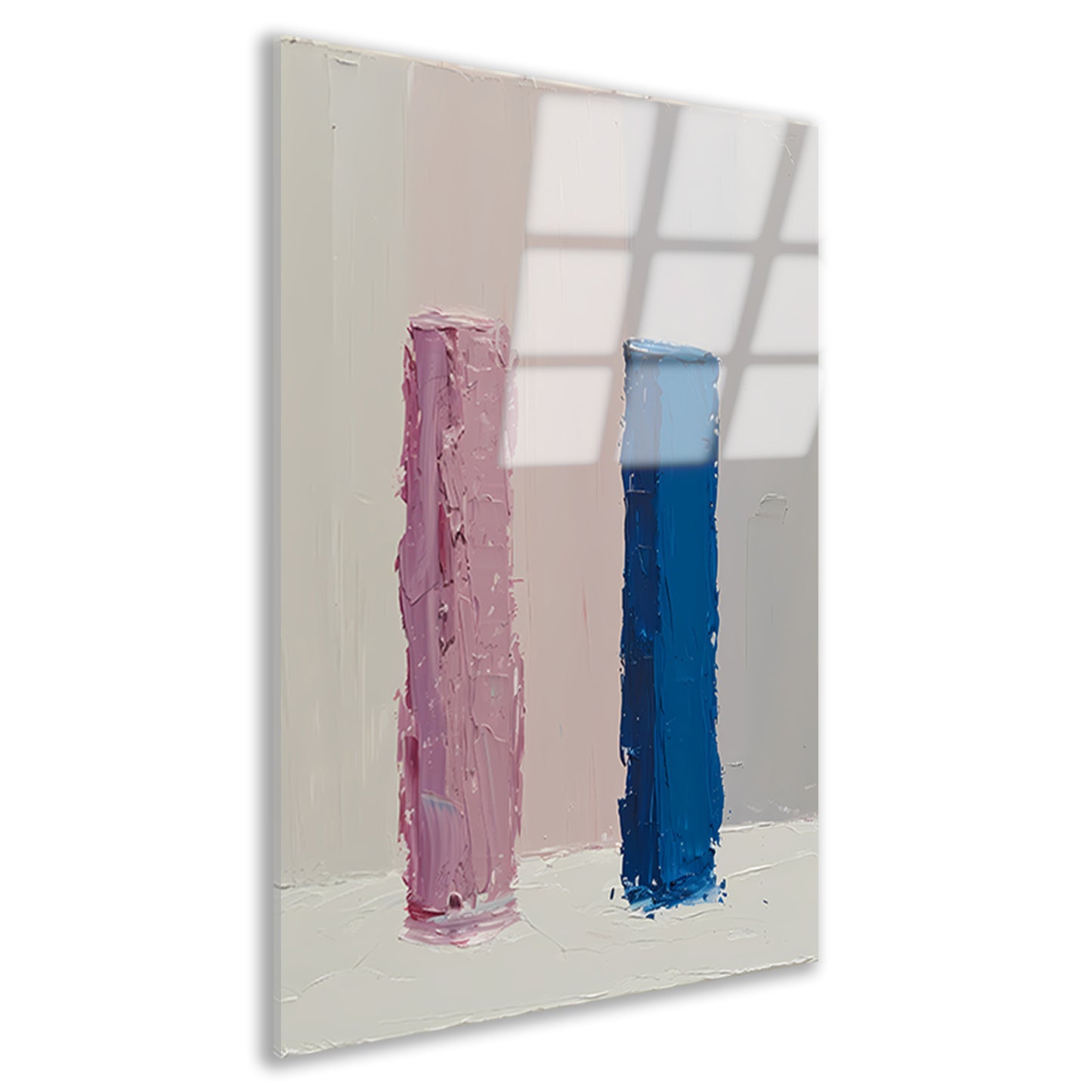 Kleurrijk abstract ontwerp met roze en blauw acrylglas