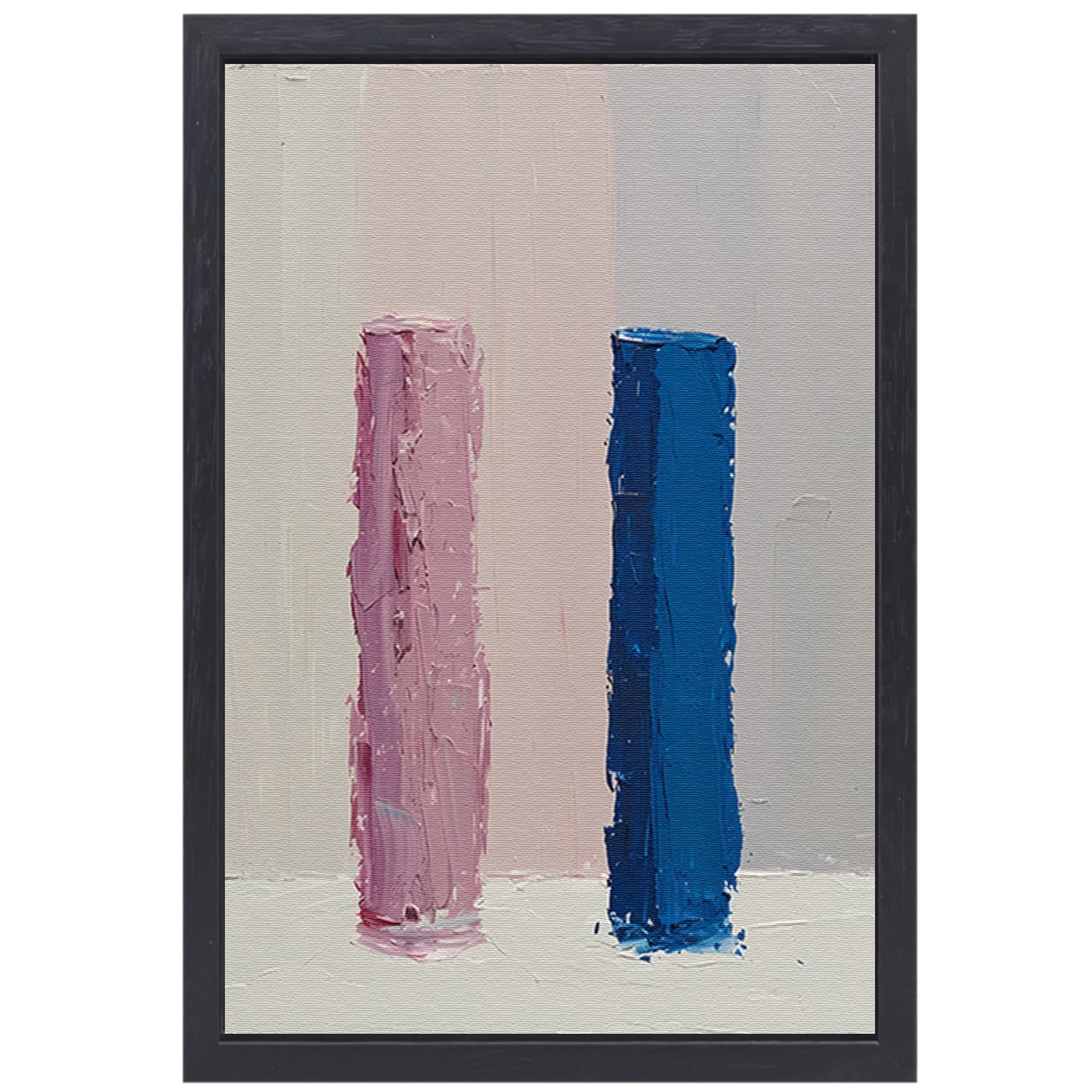 Kleurrijk abstract ontwerp met roze en blauw canvas met baklijst