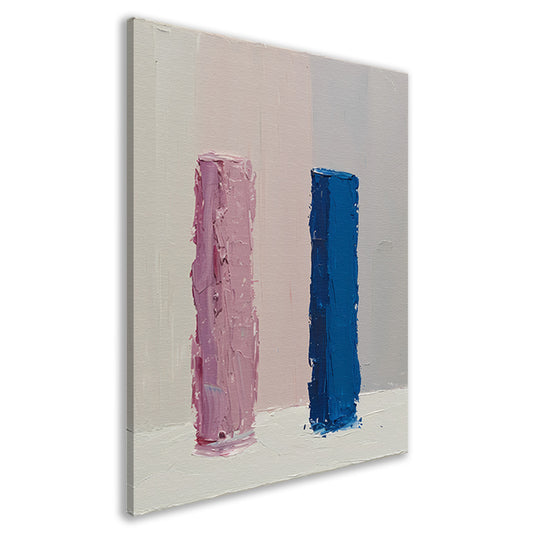 Kleurrijk abstract ontwerp met roze en blauw canvas