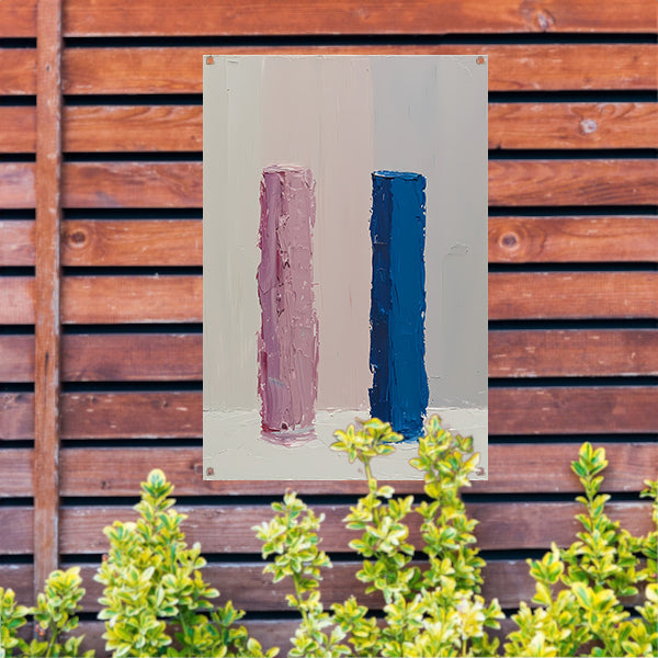 Kleurrijk abstract ontwerp met roze en blauw tuinposter