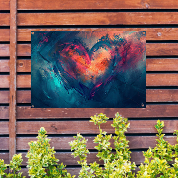 Rood Hart op Blauw tuinposter
