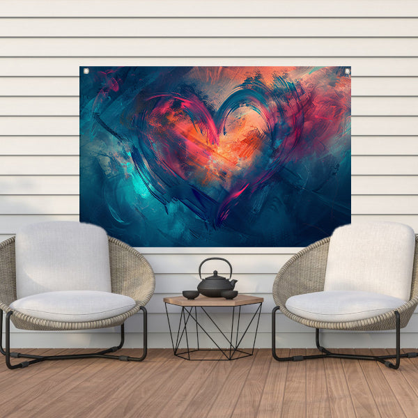 Rood Hart op Blauw tuinposter
