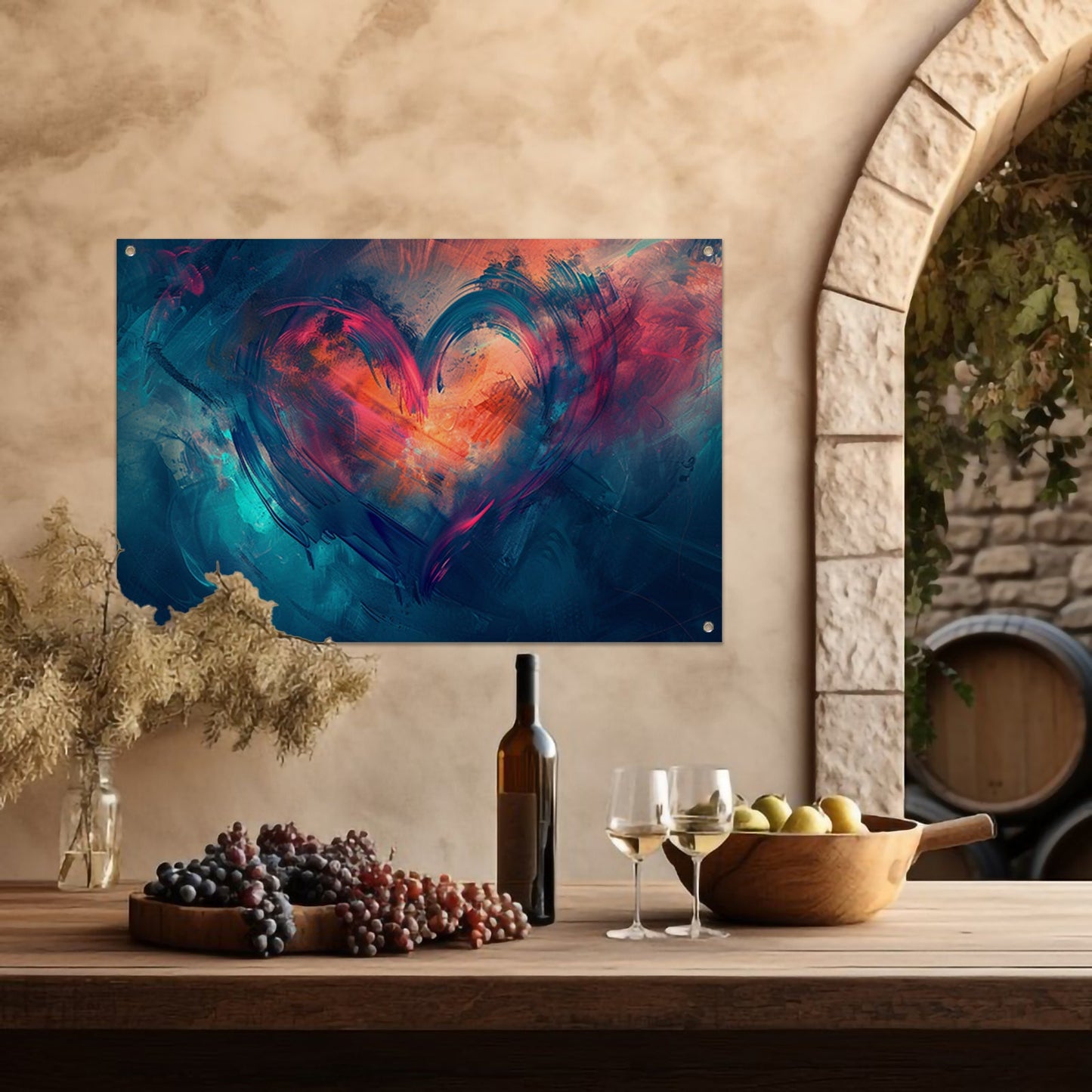 Rood Hart op Blauw tuinposter
