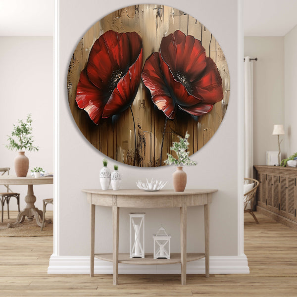 Twee rode bloemen met abstracte achtergrond forex muurcirkel